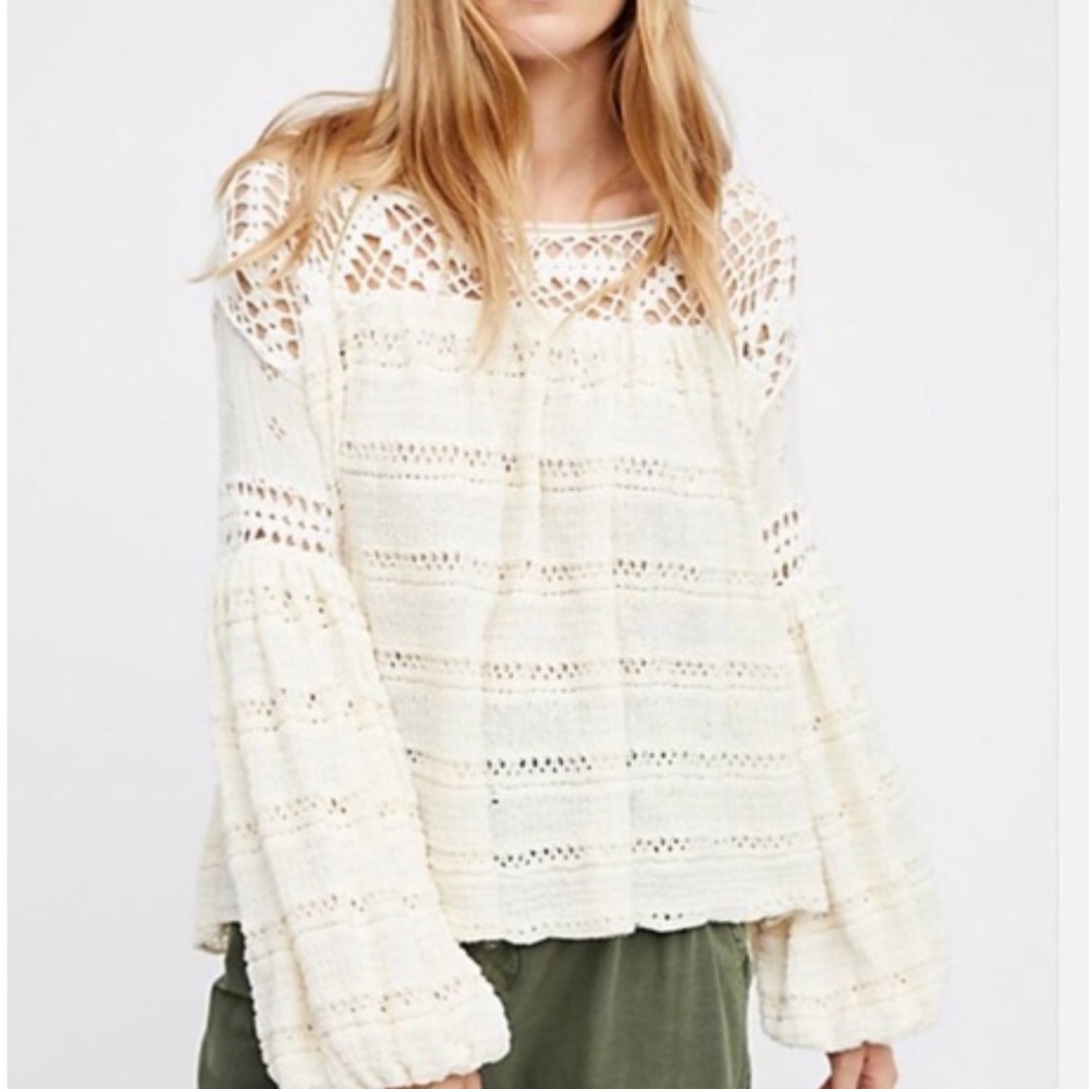 Free People Women's Cream Crochet Top
